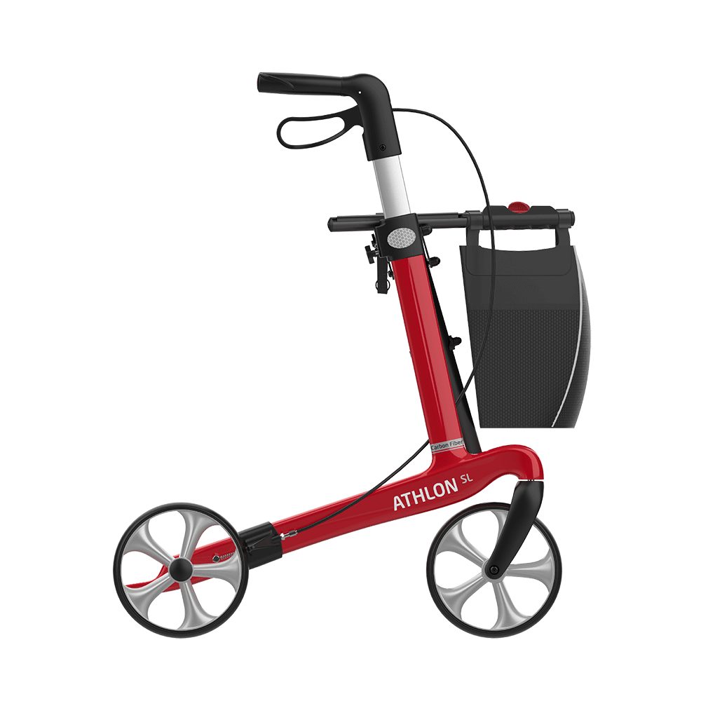 Rehasense Rollator Rehasense Athlon SL Carbon Rollator, Gr. L TPE Räder Racing Red, 8 Jahre Garantie