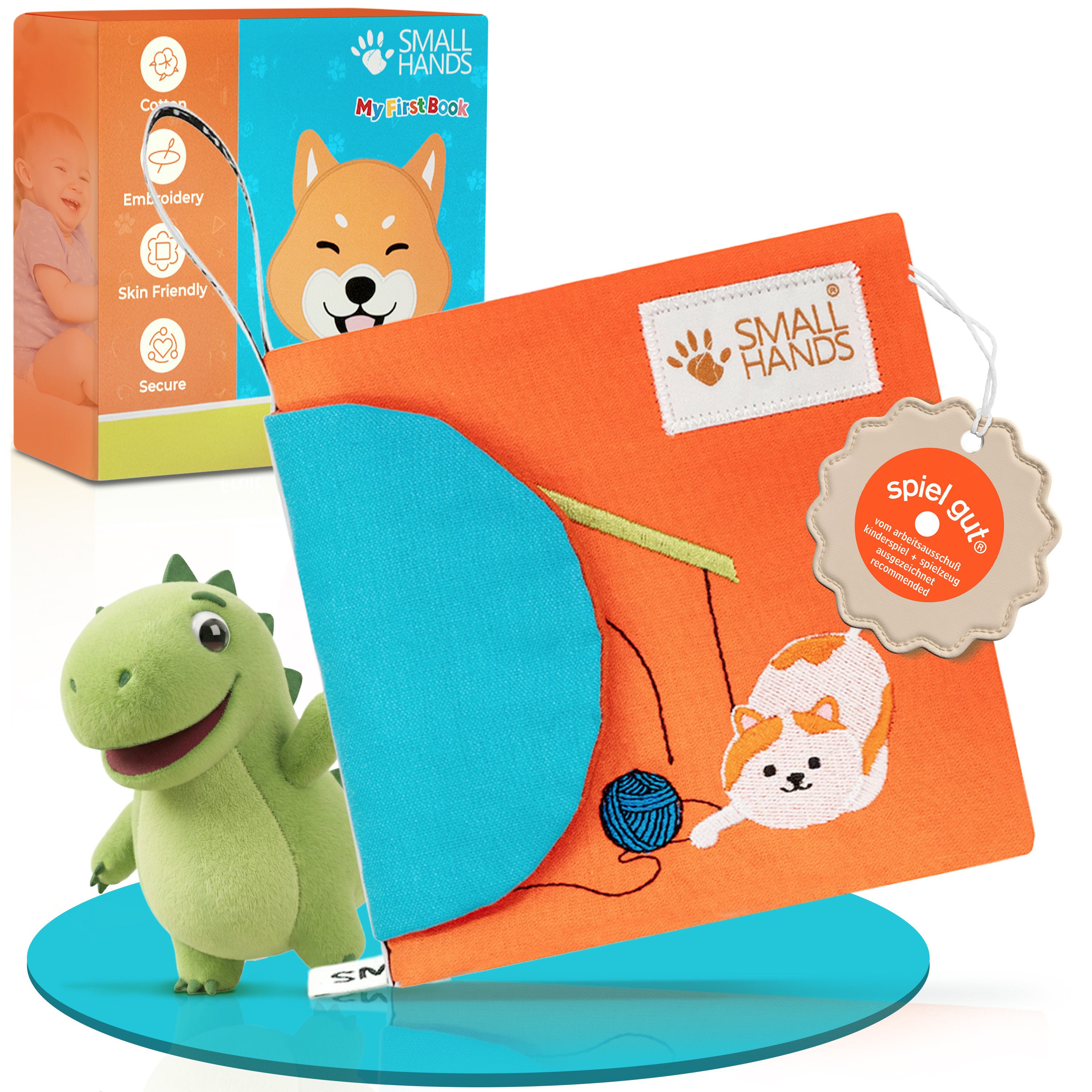 My First Book Stoffbuch »Small Hands«, Montessori Fühlbuch, 0-12 Monate, Motorikspielzeug