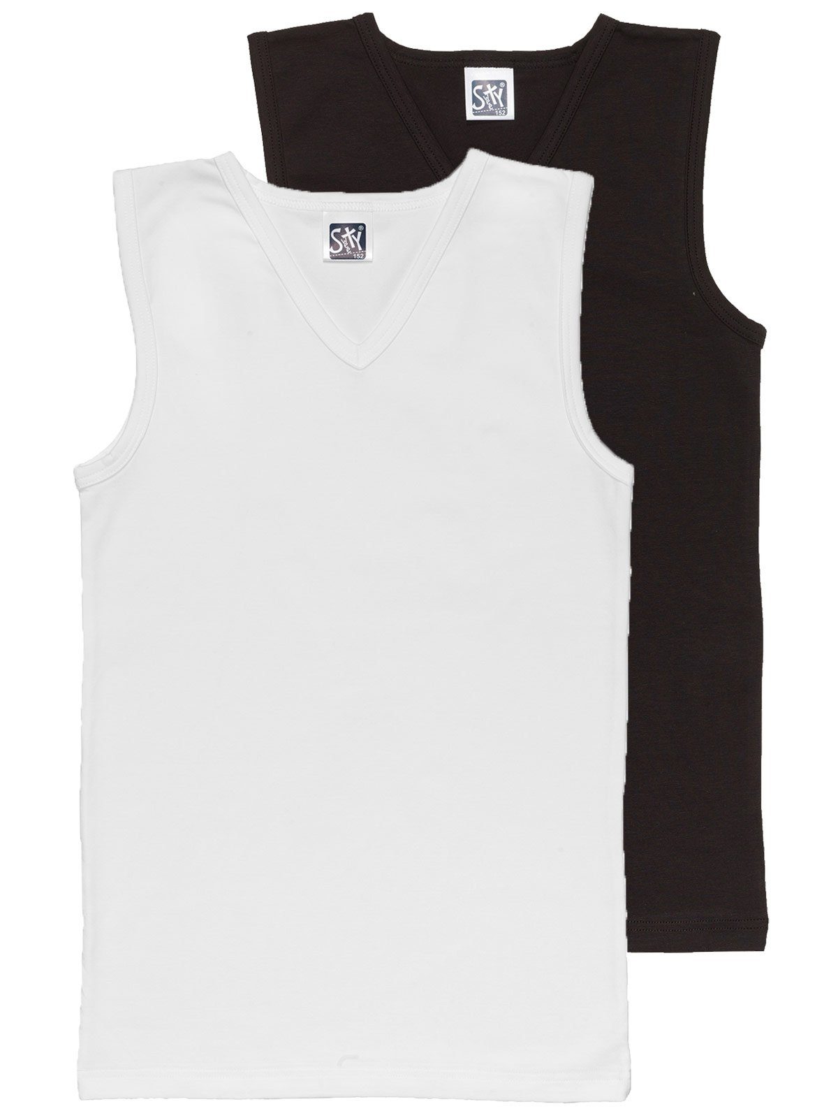 Sweety for Kids Unterhemd 2er Sparpack Knaben City Shirt Single Jersey (Spar-Set, 2-St) hohe Markenqualität schwarz weiss