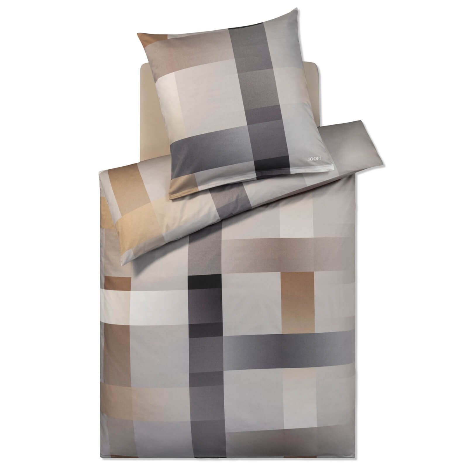 JOOP! Bettwäsche Woven 4108 07 Sand, Mako-Satin, 3 teilig, Farbverlauf, Kariert