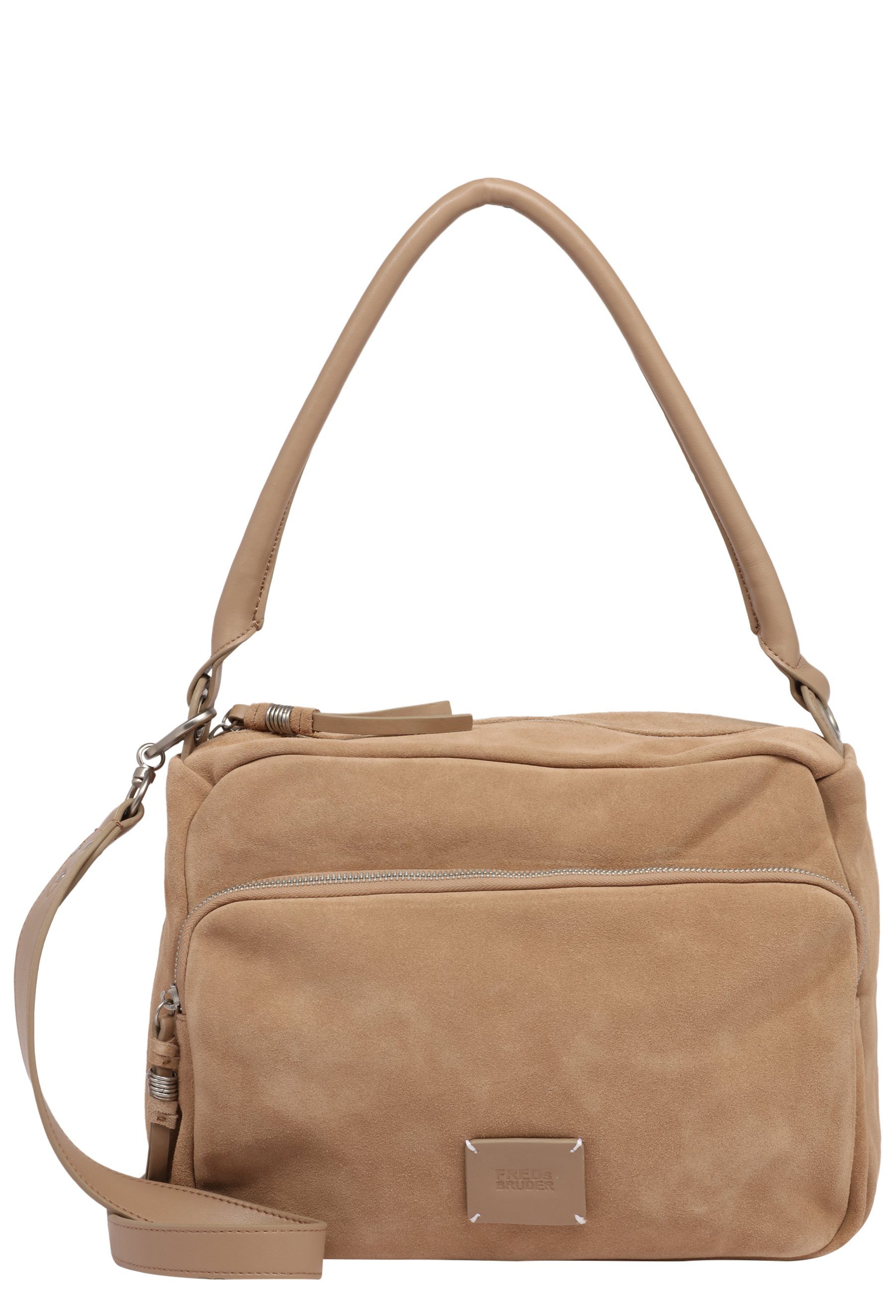 FREDsBRUDER Umhängetasche mit Veloursleder, mit Label-Applikationen SANDY BEIGE