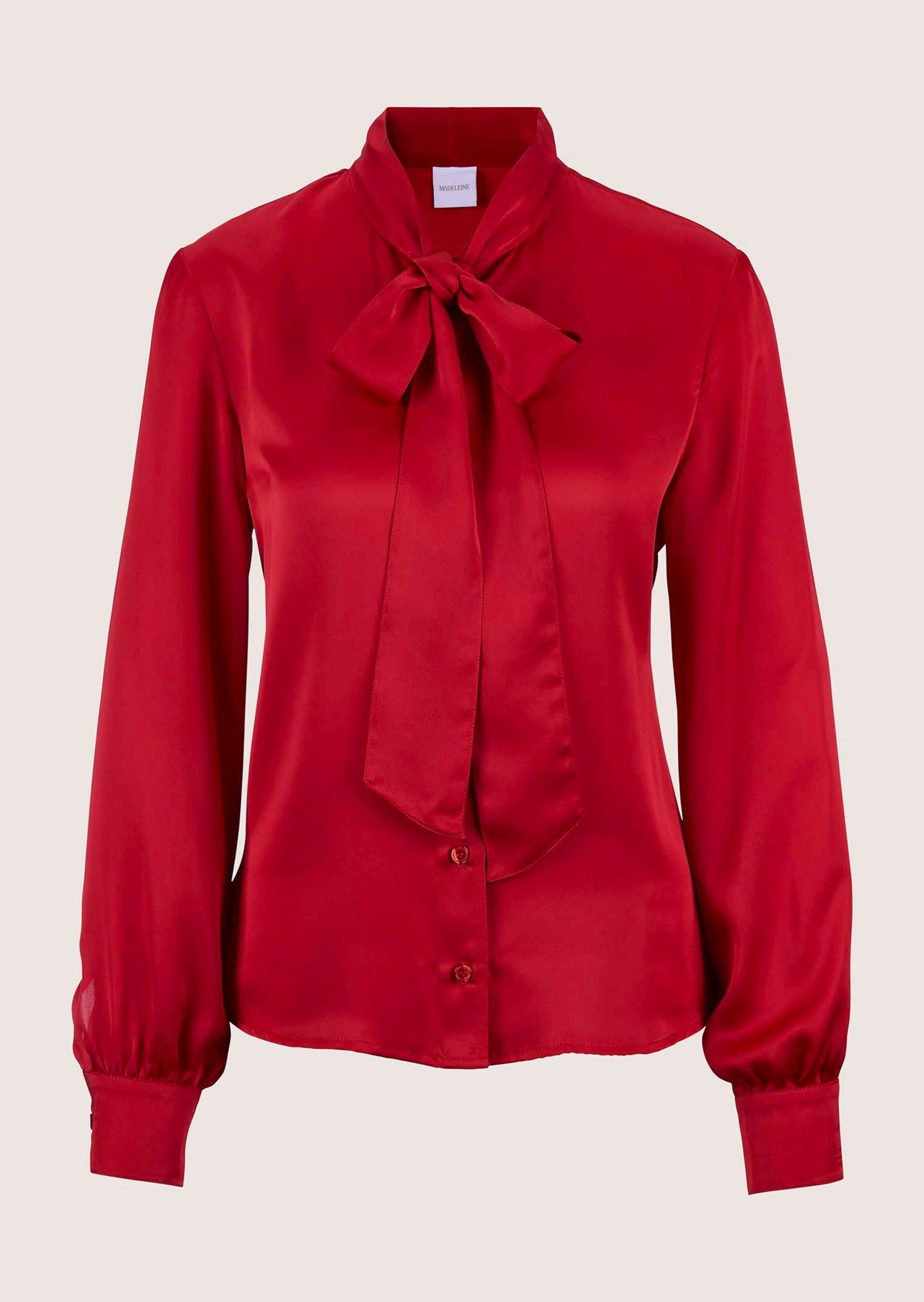 MADELEINE Langarmbluse Satinbluse mit Schluppe