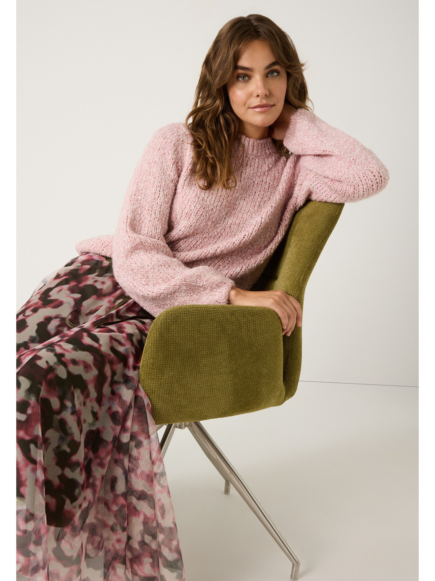 MORE&MORE Rundhalspullover Grobstrickpullover