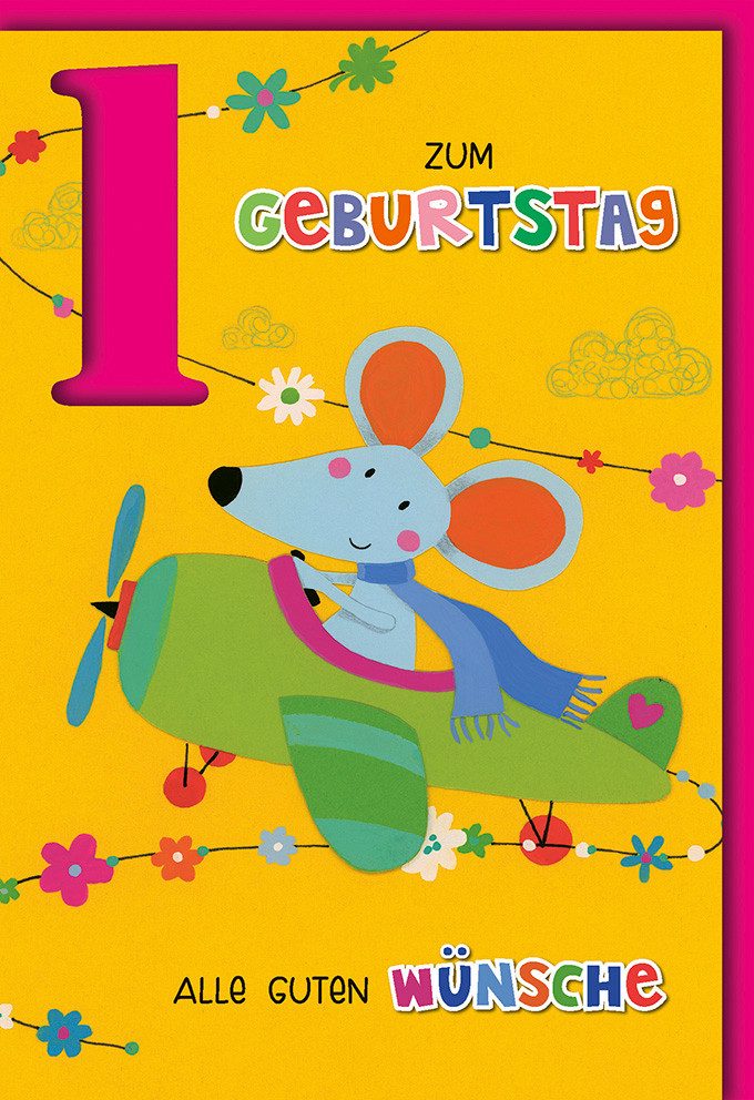 Verlag Dominique Grußkarten 1. Geburtstag Glückwunschkarte im Format