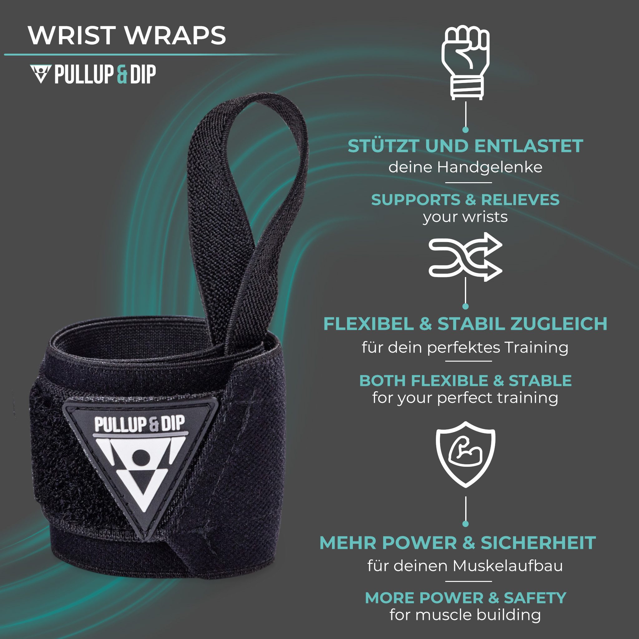 Pullup & Dip Handgelenkschutz Wrist Wraps Handgelenk Bandagen für Fitness, Calisthenics