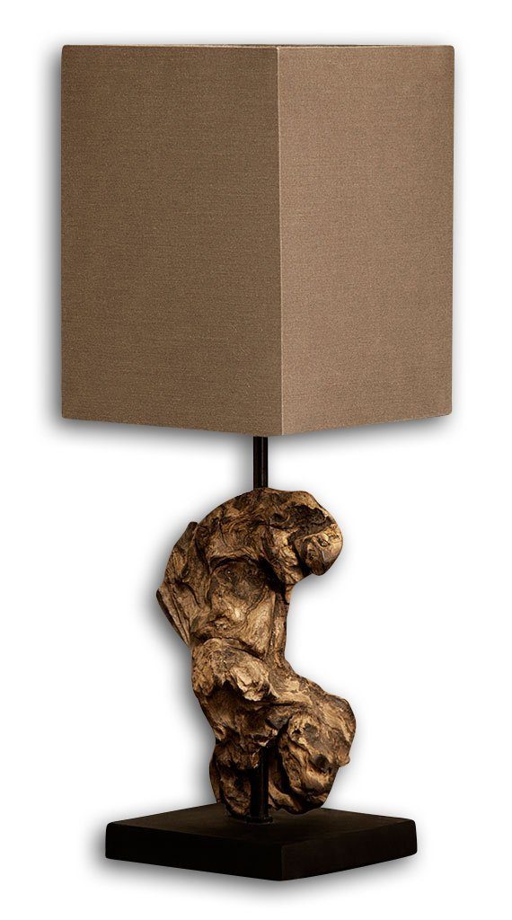 Levandeo® Nachttischlampe, Lampe Tischlampe aus Holz Holzlampe Tischleuchte braun Treibholz | Tischlampen