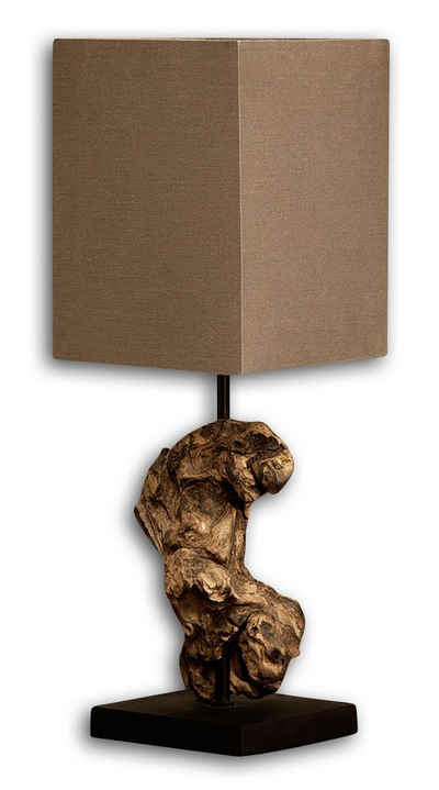 Levandeo® Nachttischlampe, Lampe Tischlampe aus Holz Holzlampe Tischleuchte braun Treibholz