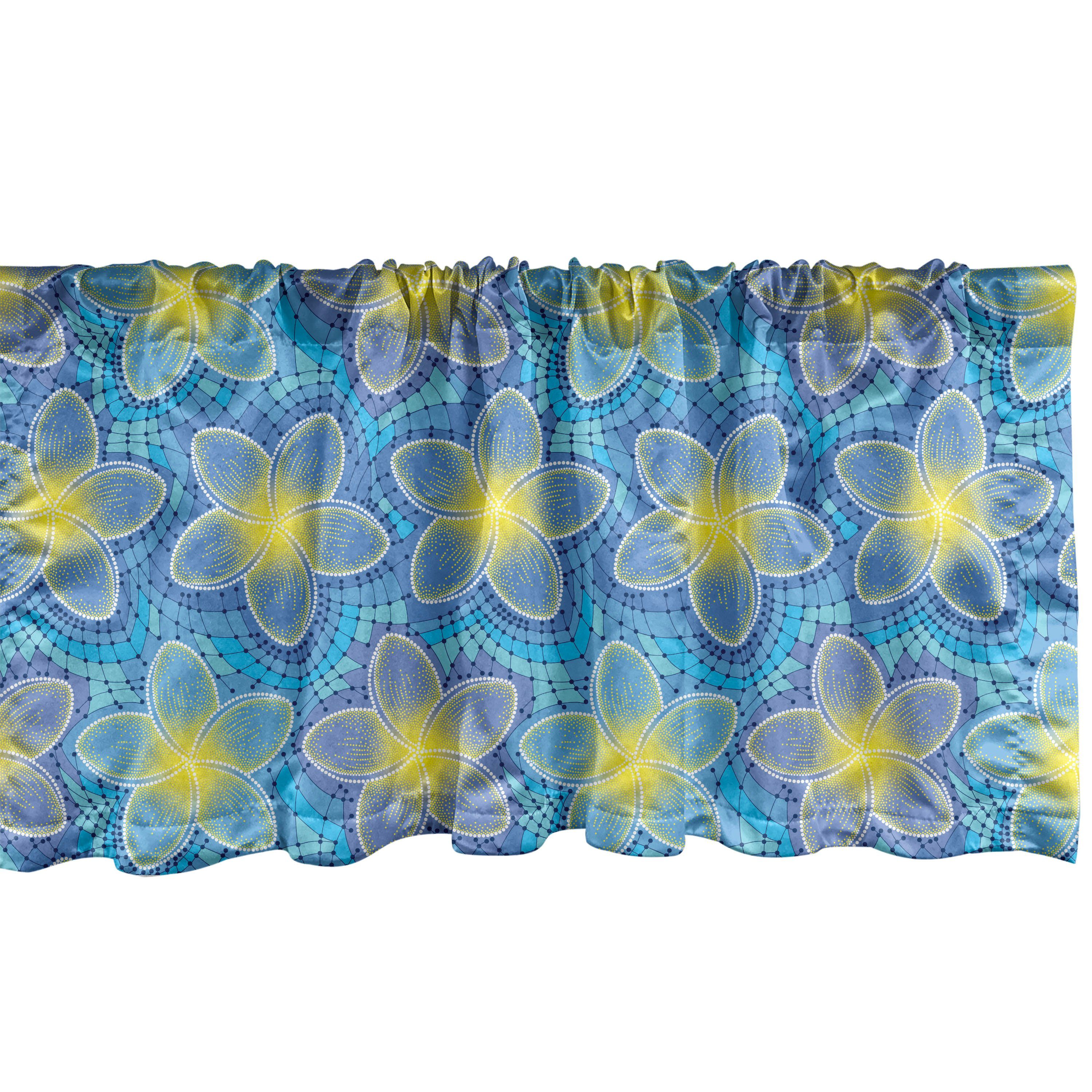 Gelb Vorhang Microfaser, mit Scheibengardine Küche Plumeria Floral Abakuhaus, Dekor Mosaik für Schlafzimmer Volant Stangentasche, Petal