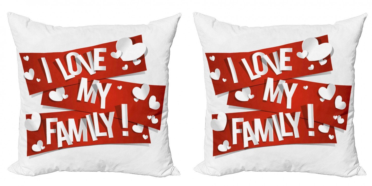 Kissenbezüge Modern Accent Doppelseitiger Digitaldruck, Abakuhaus (2 Stück), Rot und weiß Familie Liebe Herz