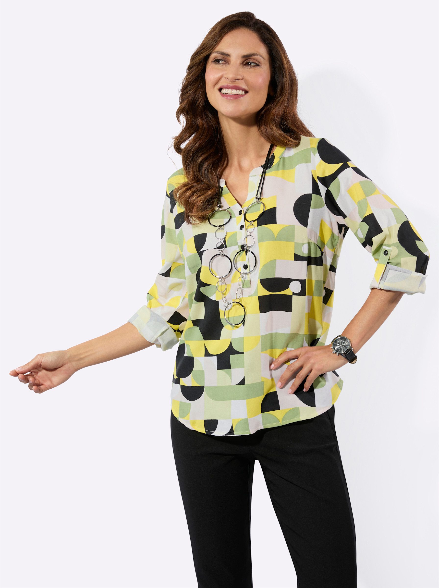 Witt Klassische Bluse Druck-Bluse Langarm