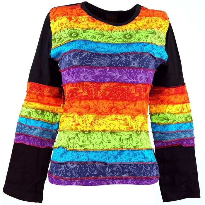 Guru-Shop Longsleeve Langarmshirt Regenbogen alternative Bekleidung