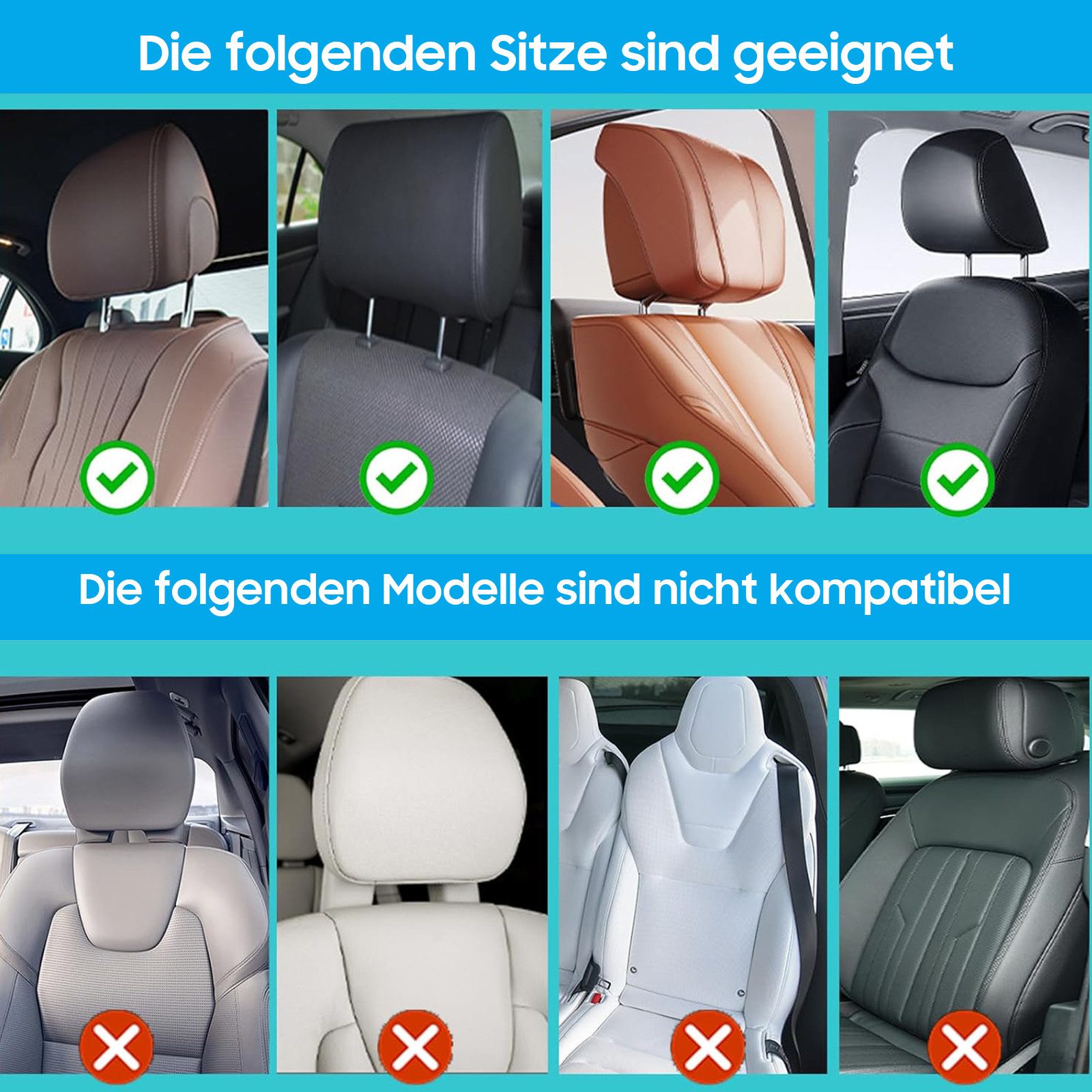 SURFOU Autokopfstütze Memory-Schaum Kopfkissen Auto, Nackenstütze für Reisen und Alltag, Abnehmbare Seitenstütze, 360° verstellbar, reduziert Nackenschmerzen – Bild 5 von 5
