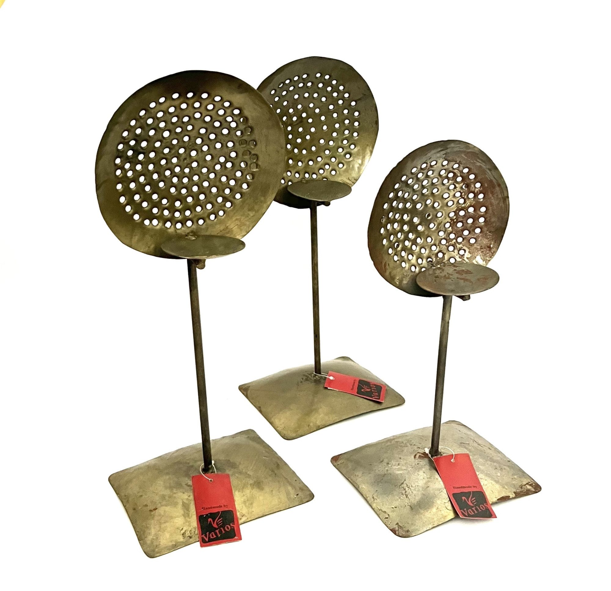 VARIOS Teelichthalter Teelichthalter Goldfarben Antik Vintage Industrie Stil 3er Set 40 cm (3 St), Vintage Stil