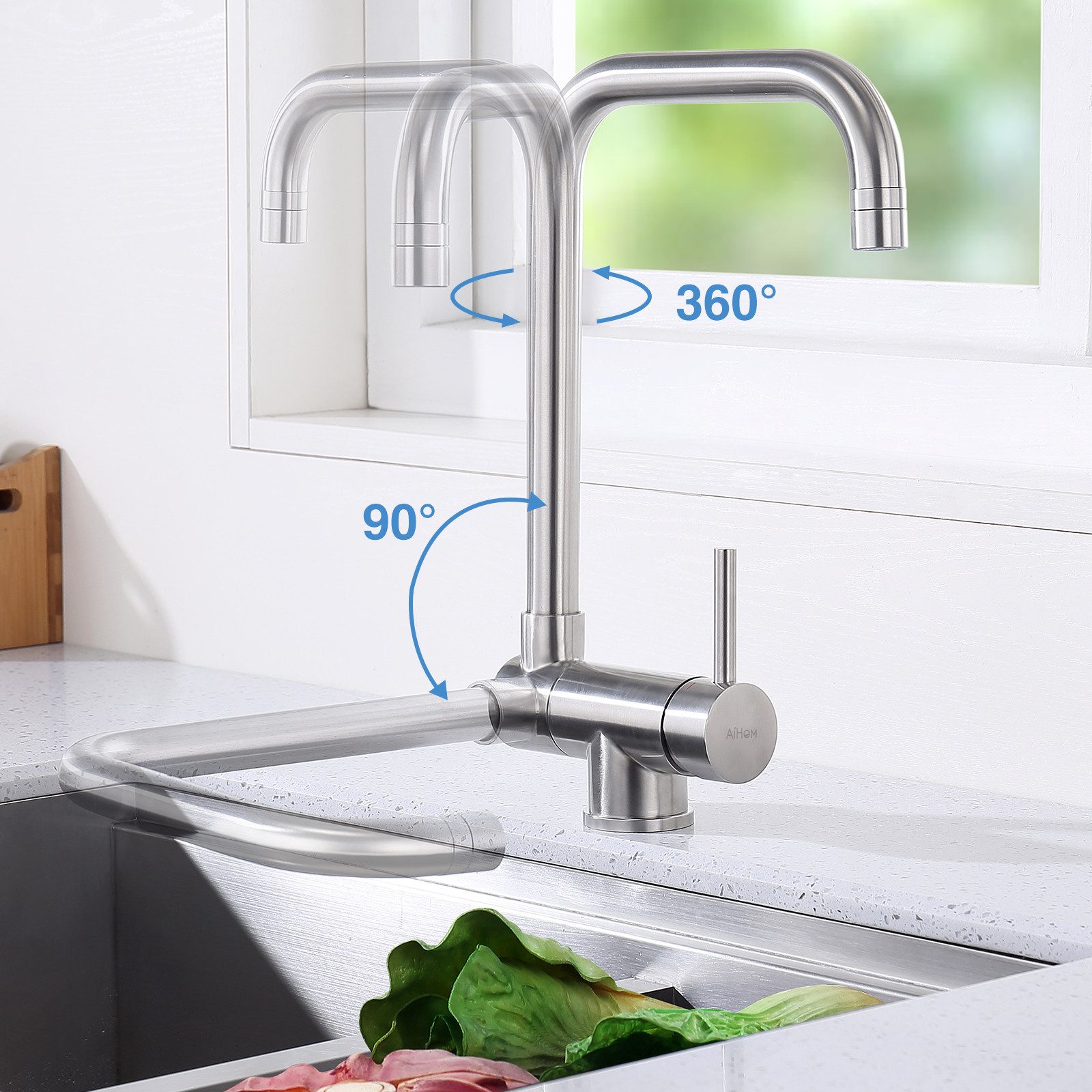 HOMELODY Spültischarmatur hochdruck klappbare Küchenwasserhahn 360°drehbar günstig online kaufen