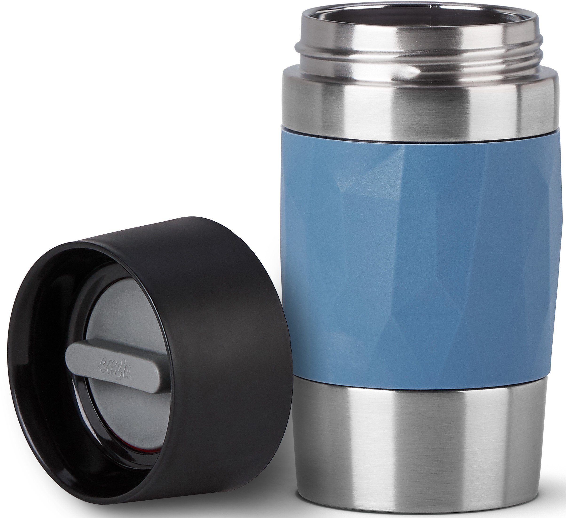 Emsa Thermobecher Travel Mug Compact, Edelstahl, Kunststoff, Silikon, 0,3L, Edelstahl, 3h warm/6h kalt, 360°Trinköffnung, spülmaschinenfest