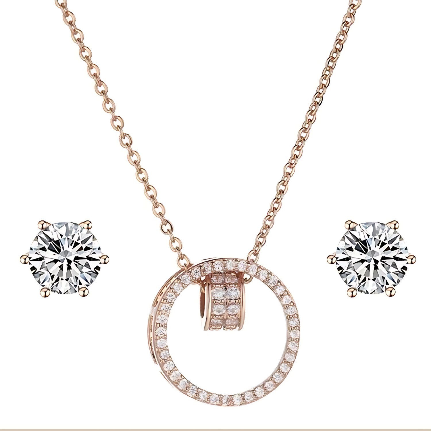 ibettertec Quarzuhr Quarzuhr, Damen Quarzuhren, Armbanduhr, Damenuhr, (mit Schmuckarmband(Set, 4-tlg), mit Halskette, Ohrstecker & Anhänger Modeschmuck Set