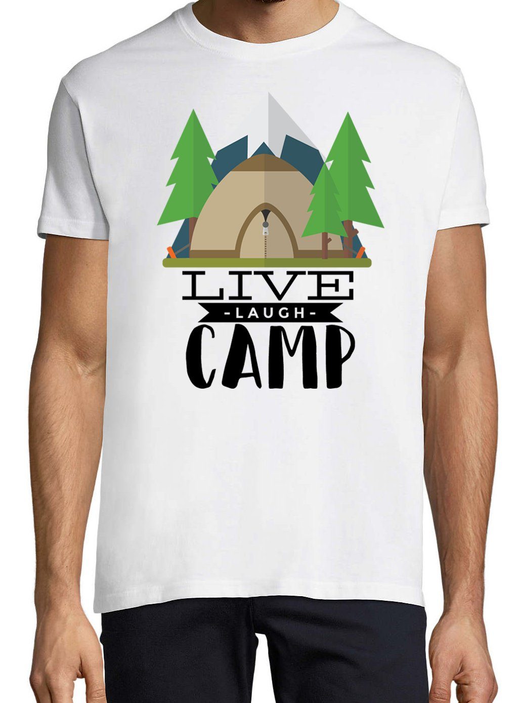 Camp T-Shirt Laugh T-Shirt Weiss Live mit Designz Trendigem Youth Herren Frontdruck