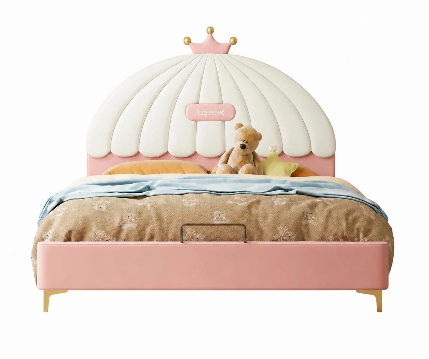 Xlmoebel Kinderbett Rosa Prinzessinnen-Kinderbett aus Leder im Kutschen-Design, Made in Europa