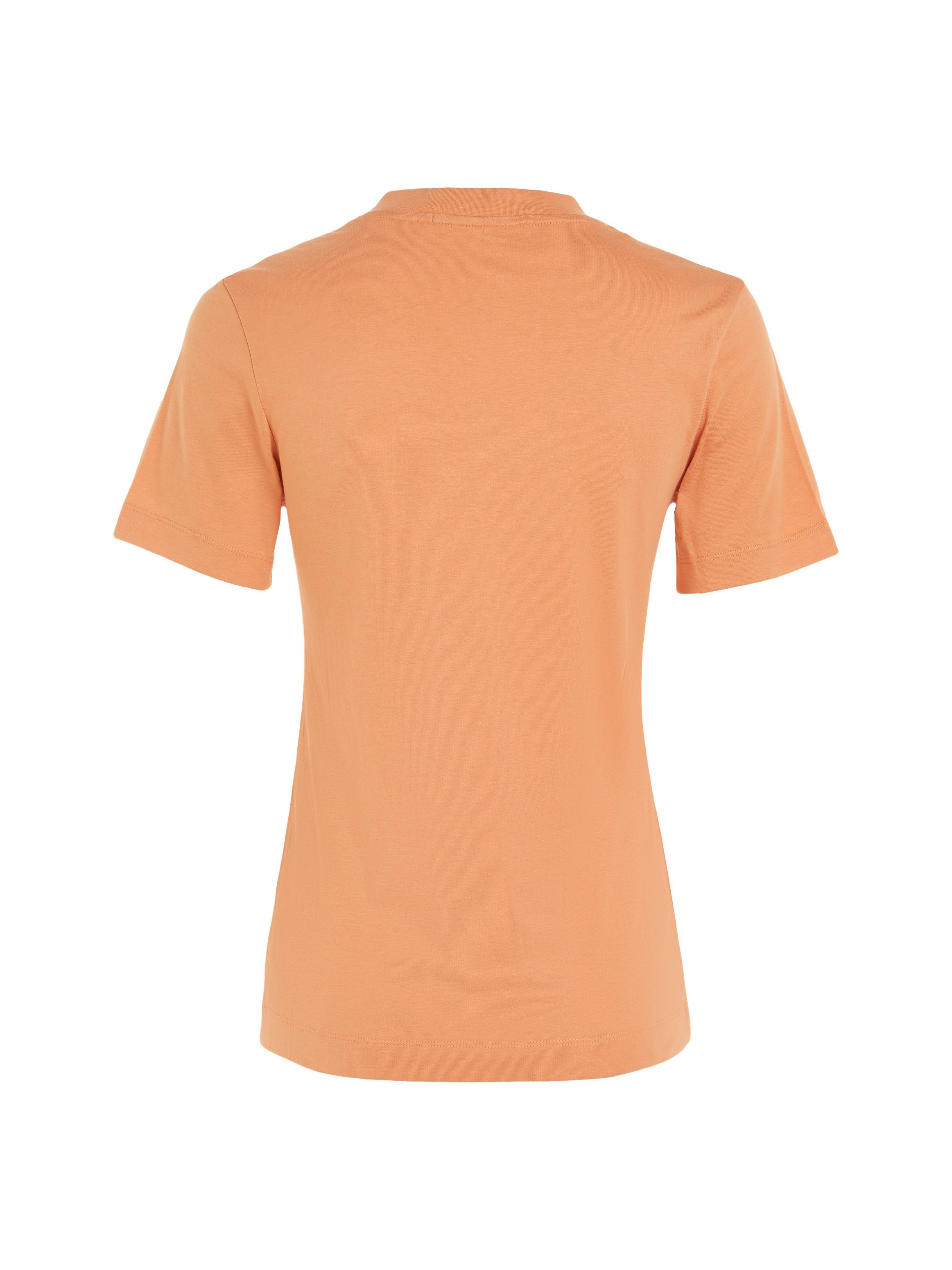 V-NECK TEE mit SLIM V-Shirt Jeans MONOLOGO Orange Calvin Tropical Klein Logodruck