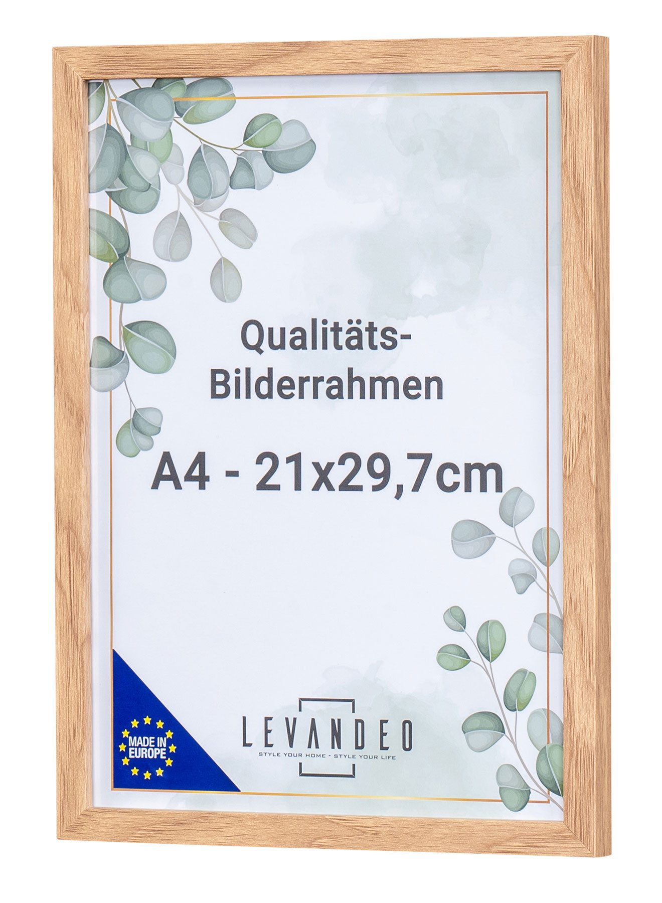 Levandeo® Bilderrahmen, A4 Bilderrahmen Natur Eiche Optik 21x29,7 Made in E günstig online kaufen