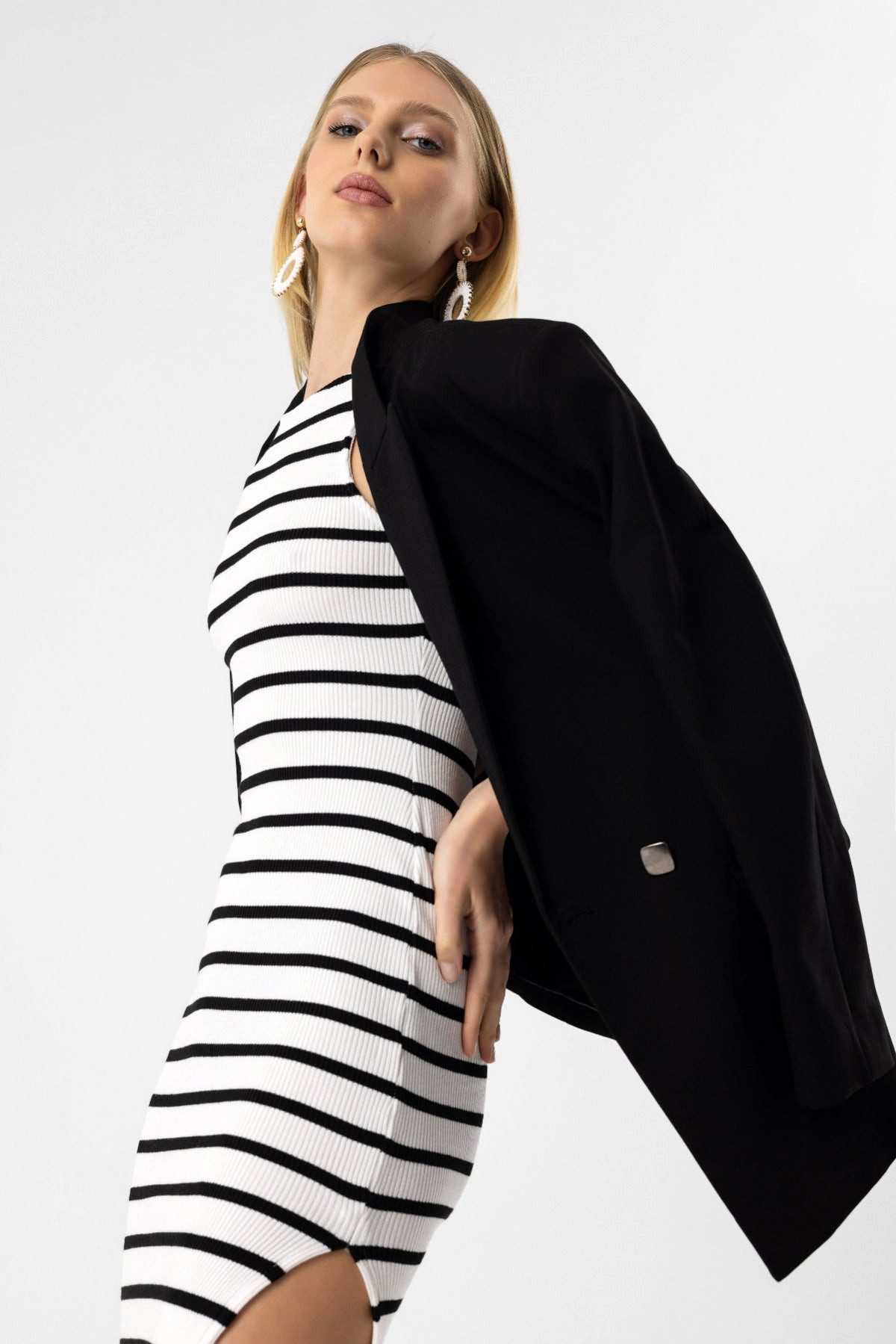 No Matter What Midikleid Gestreiftes Kleid mit Schlitz
