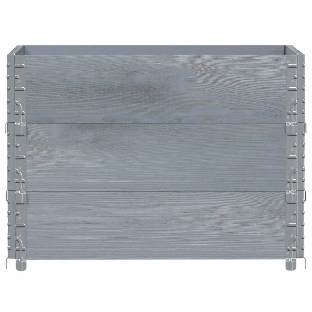 vidaXL Palettenbett Paletten-Aufsatzrahmen 3 Stk. Grau 80x60 cm Massivholz Kiefer (3-tlg)