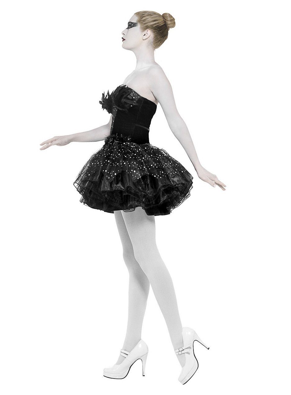 Smiffys Kostüm Dunkler Schwan Ballerina Kleid - Fasching Karneval