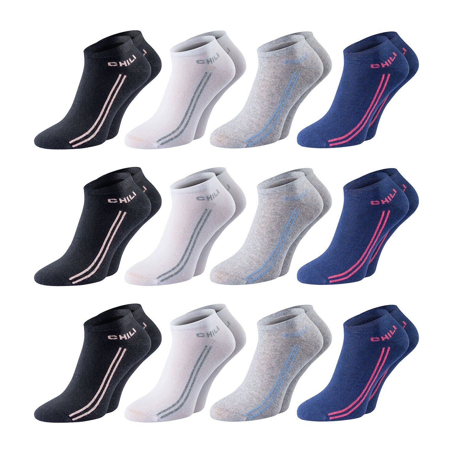 Chili Lifestyle Strümpfe Sneaker Woman Socken, 12 Paar, für Damen, Sport, Freizeit, Baumwolle