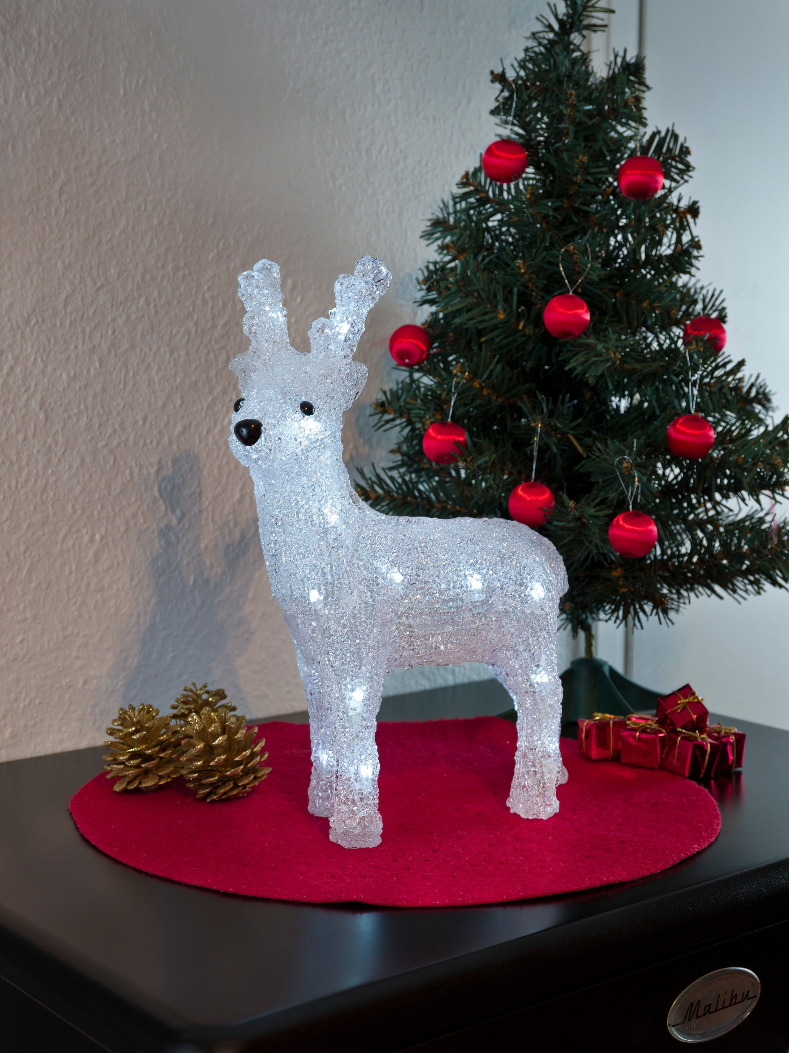 KONSTSMIDE Weihnachtsfigur Weihnachtsdeko (1 LED St), weiße Rentier, Dioden kalt Acryl 24