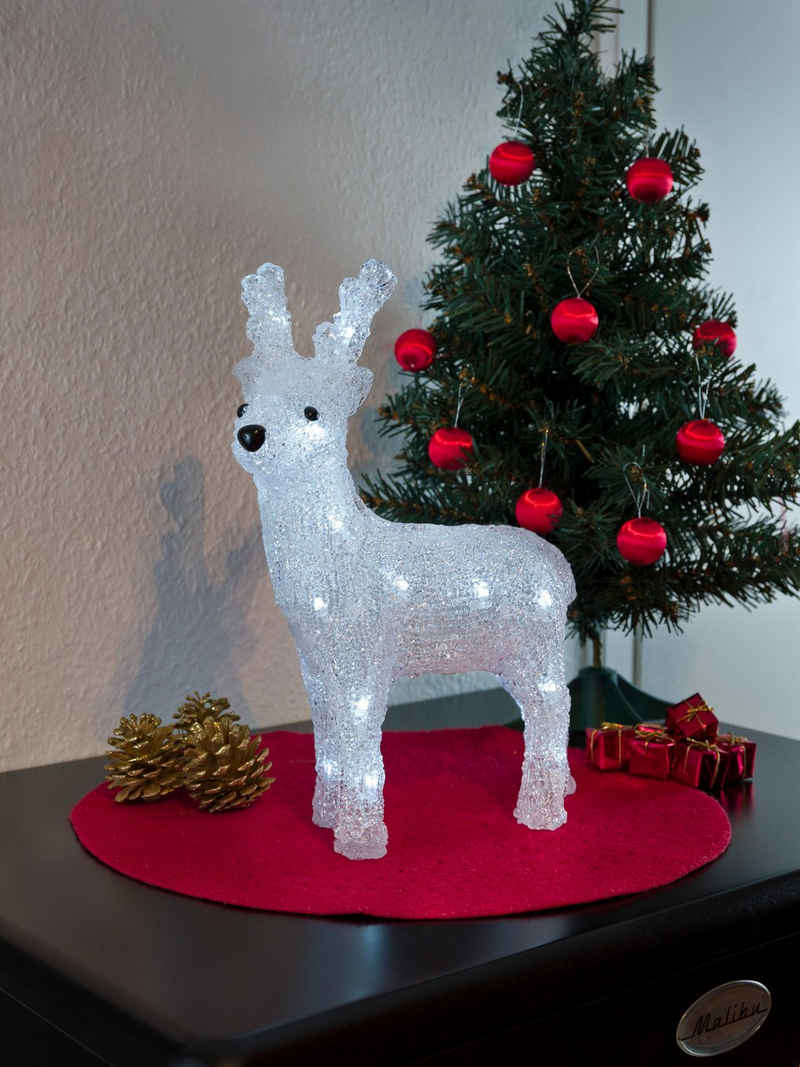 KONSTSMIDE Weihnachtsfigur Weihnachtsdeko (1 St), LED Acryl Rentier, 24 kalt weiße Dioden