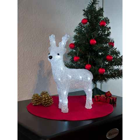 KONSTSMIDE Weihnachtsfigur Weihnachtsdeko (1 St), LED Acryl Rentier, 24 kalt weiße Dioden
