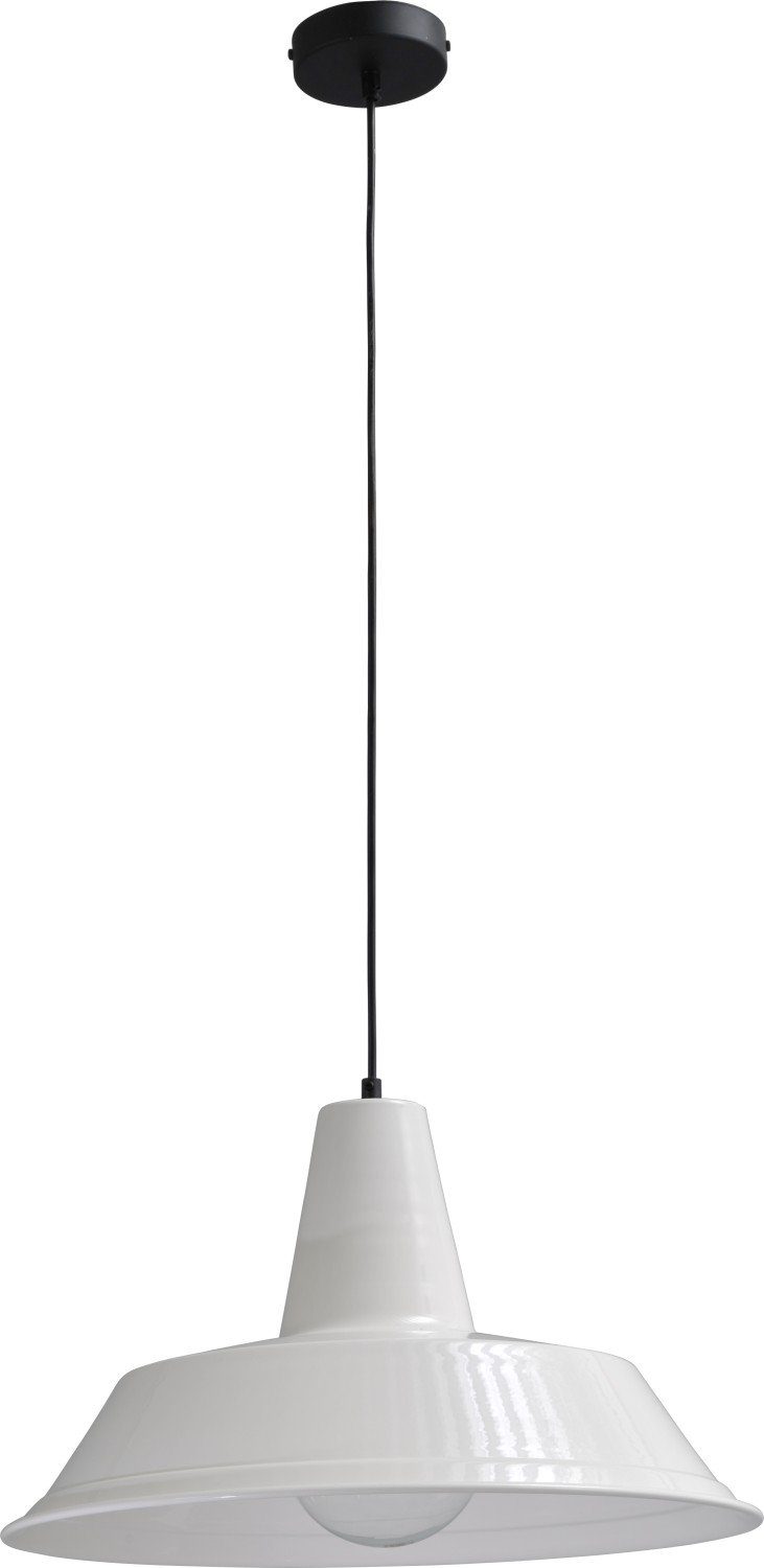 Licht-Erlebnisse Pendelleuchte PRATO, ohne Leuchtmittel, Hängelampe Weiß E27 Ø 45 cm Industrial Hängeleuchte Küche Esszimmer