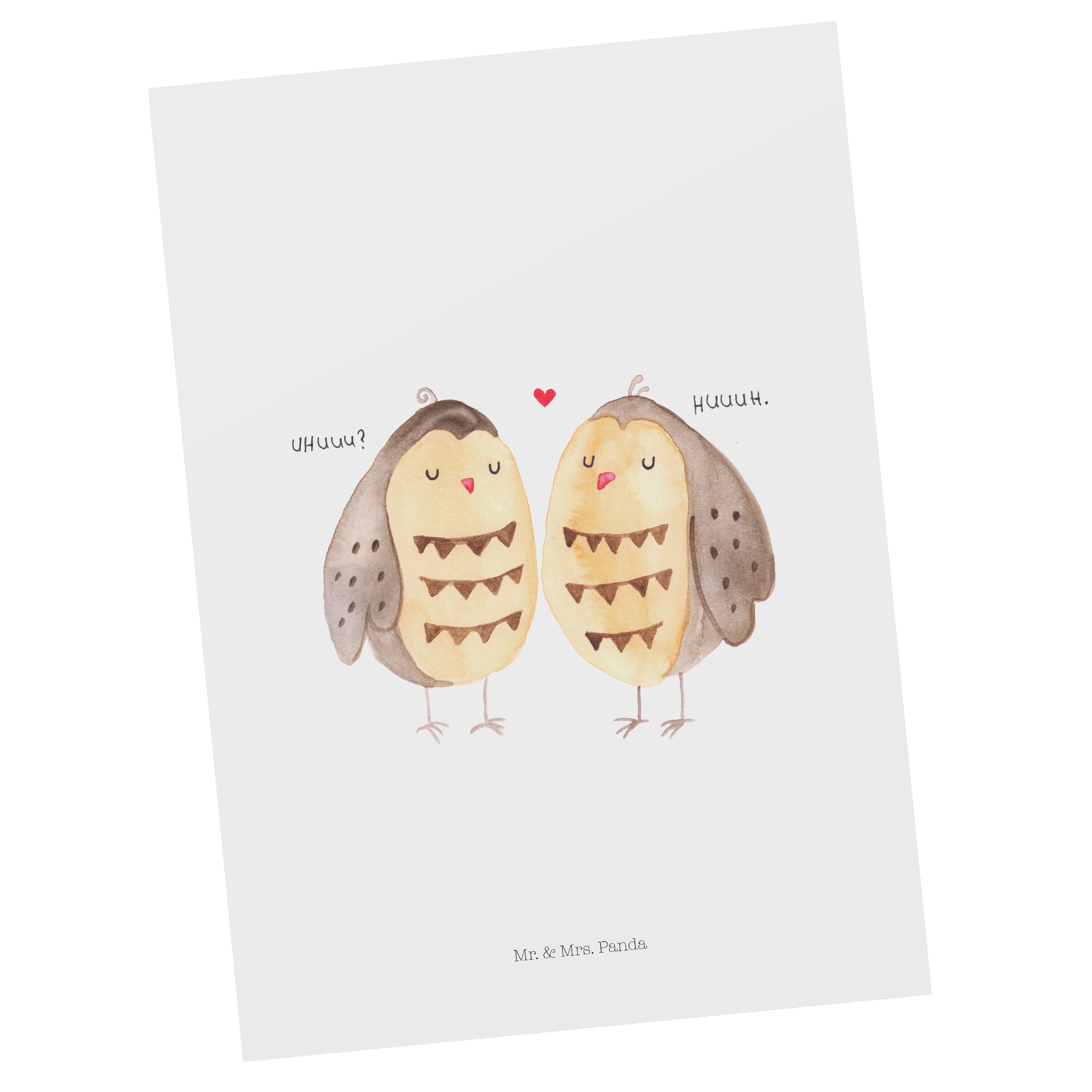 Mr. & Mrs. Panda Einladungskarte Karte, - Geschenkkarte, Liebe Geschenk, Postkarte Weiß - Eule