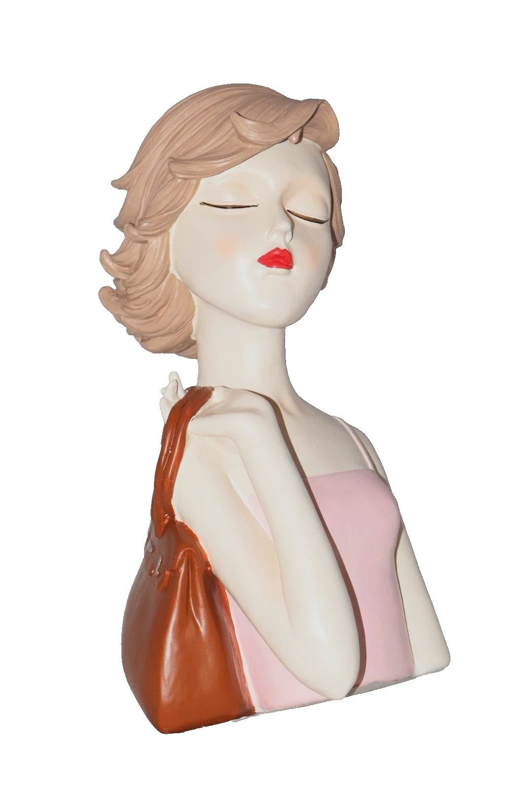 Kaufhaus le petit Skulptur Deko Büste elegante Frau Dame mit Tasche Art Deco Stil Figur Skulptur, Dekofigur, Dekoskulptur, Dekoobjekt Büste aus Polyresin (Kunststein)