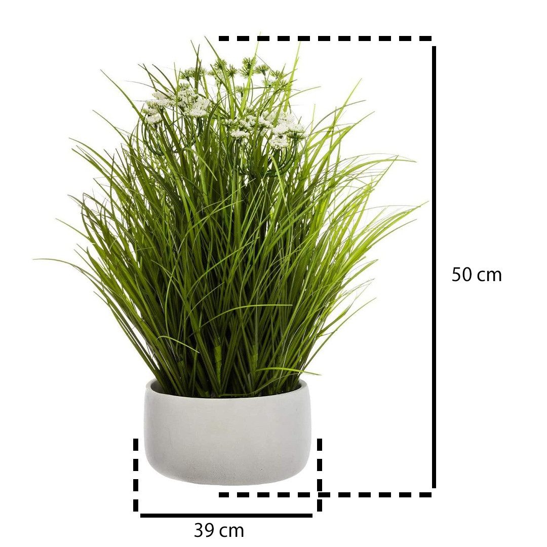 Kunstpflanze Kunstblume, Grass, 40 cm, weißer Topf Zimmerpflanze, Atmosphera Créateur d'intérieur, Höhe 50 cm – Bild 3 von 3