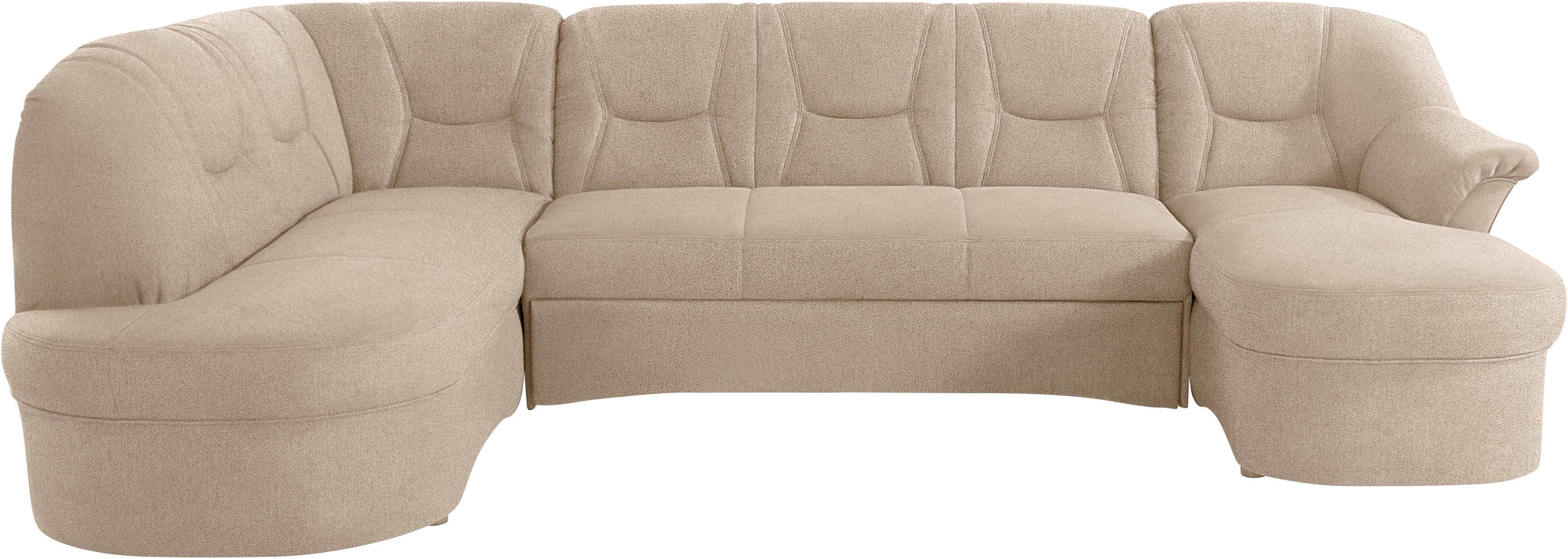 DOMO collection Wohnlandschaft SARAFINA 295x83x180 cm, auch mit Federkern für mehr Sitzkomfort!, whlw. mit Bettfunktion, elegantes Design, U-Form