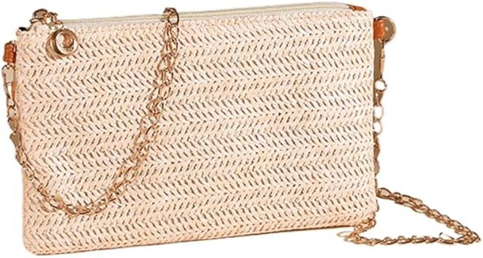 Coonoor Clutch Damen-Clutch aus Stroh, Bohemian-Stil, Geldbörsen für Frauen, Stroh-Geldbörse mit Reißverschluss und Armband