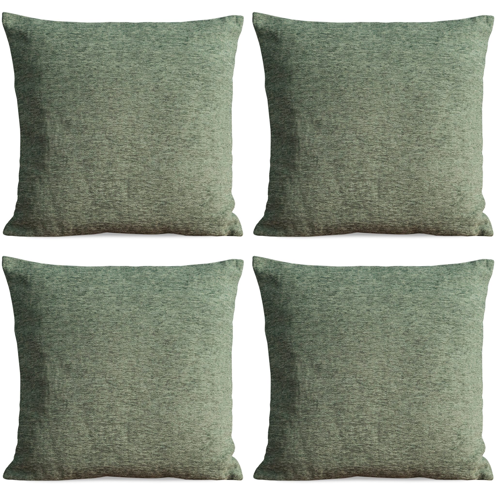 Kissenbezüge 4er Set Kissenhüllen 45x45 cm grün meliert als weiche Dekokissen