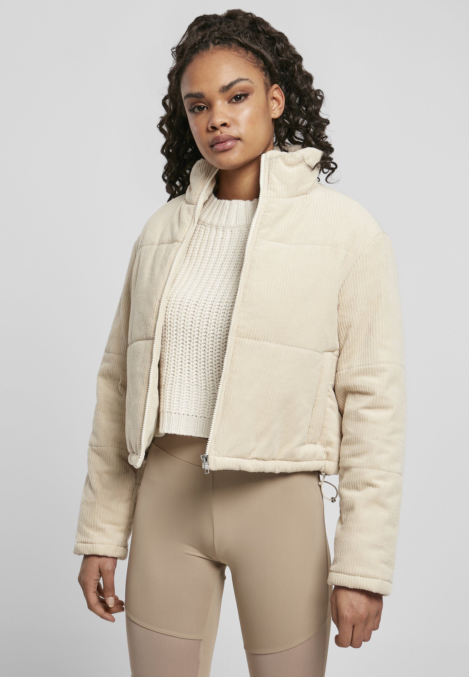 Ladies URBAN Puffer (1-St) Jacket Damen whitesand CLASSICS Winterjacke Corduroy