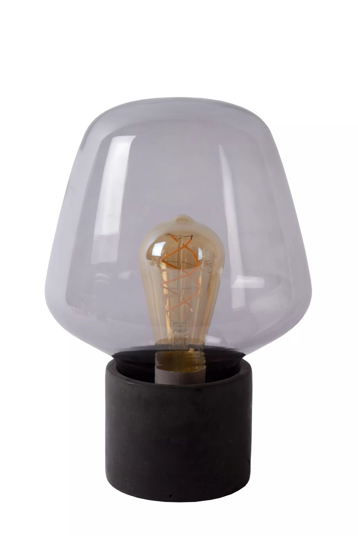 Licht-Erlebnisse Nachttischlampe SEYA, ohne Leuchtmittel, Rauchglas Grau E27 29,5 cm Kabelschalter Schlafzimmer Nachttisch