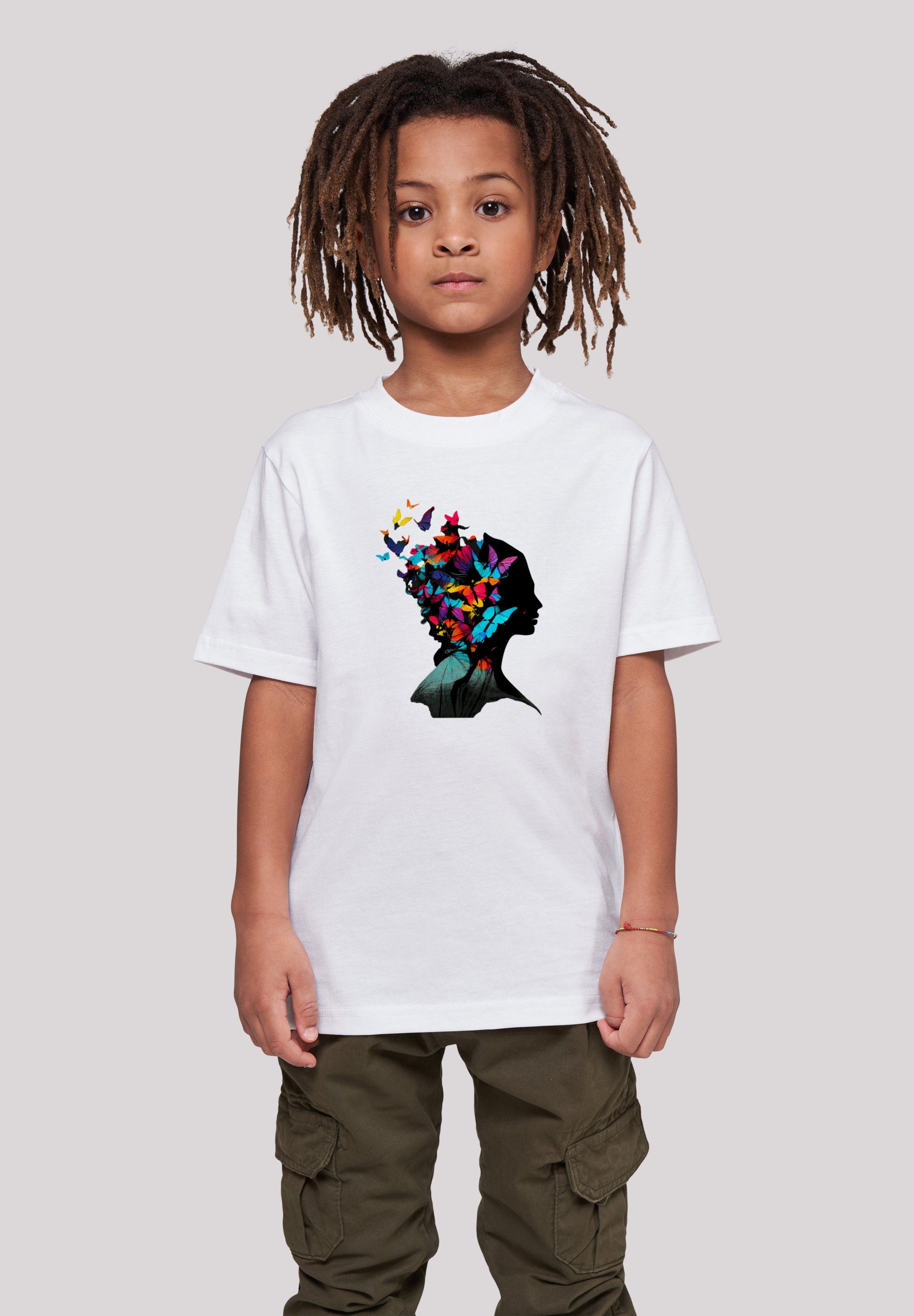 T-Shirt 145 und ist trägt Größe Schmetterling Model Print, UNISEX groß Das F4NT4STIC Silhouette cm 145/152 TEE