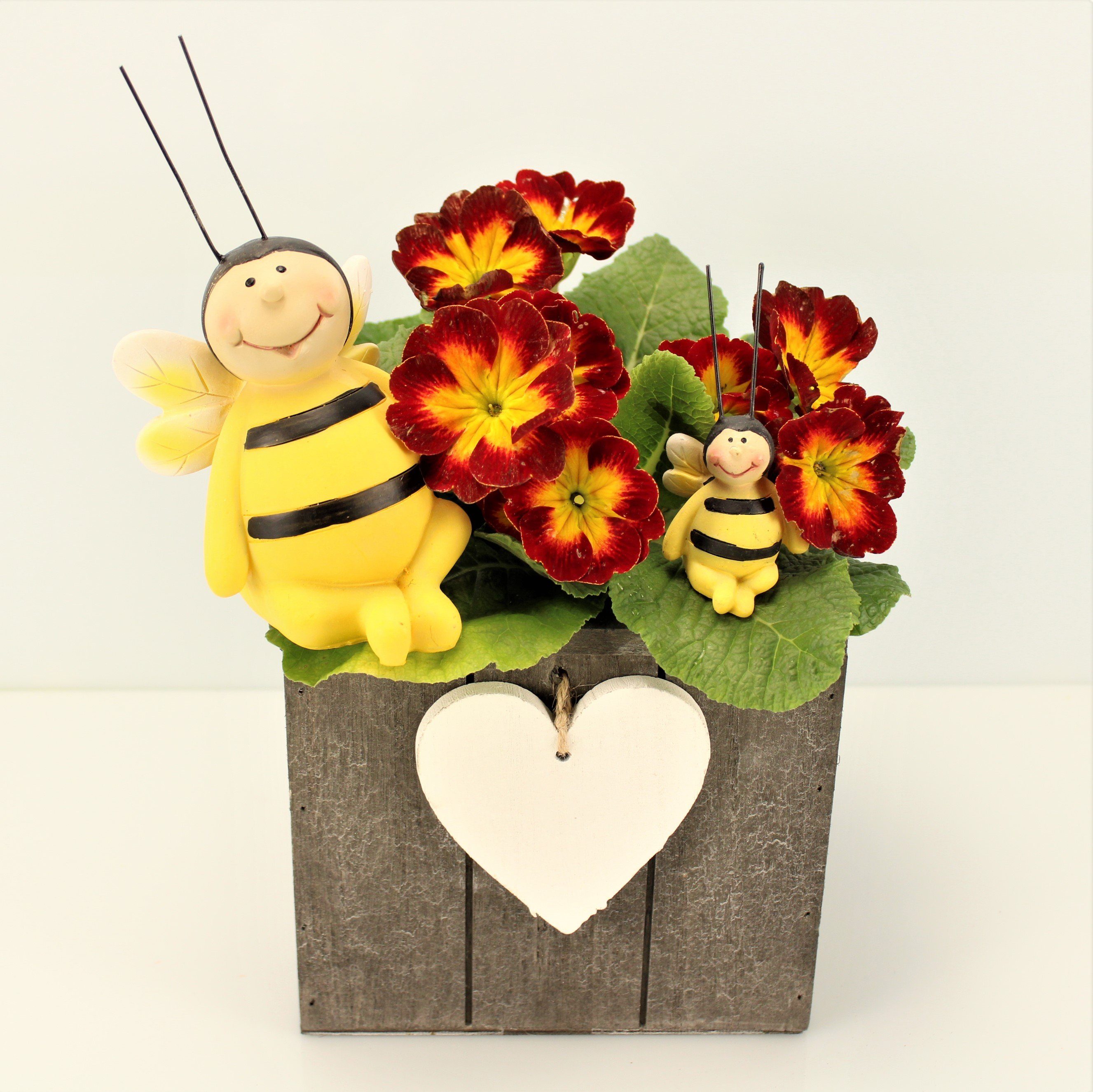Online-Fuchs Kantenhocker 2er Set süße Biene Lilli Blumentopfstecker Blumen Deko Tiere, 15x8x8 und 9x4x4 cm Gartenfigur witterungsbeständig aus Kunstharz