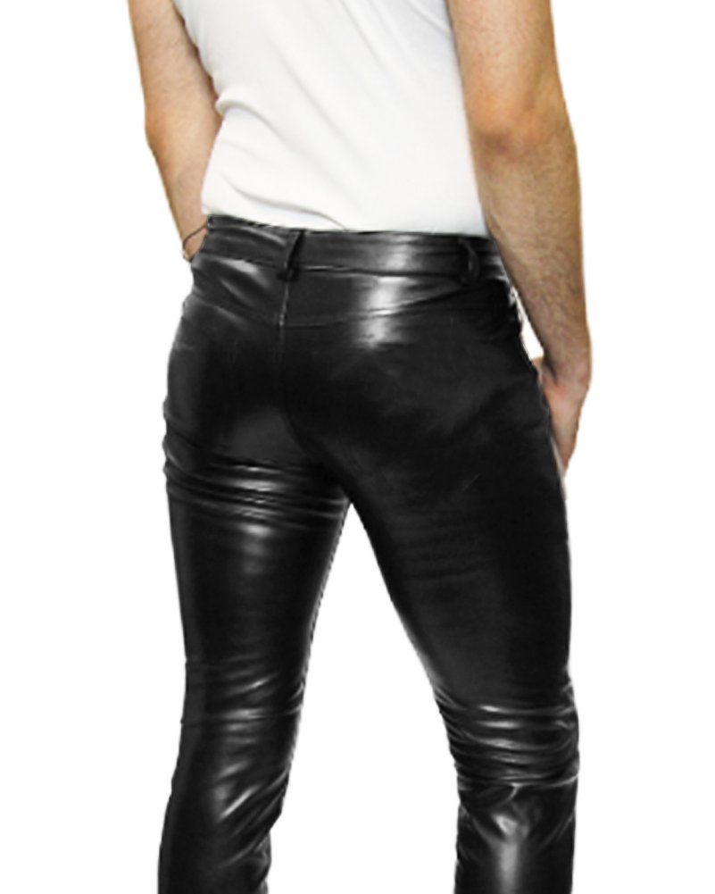 BOCKLE Lederhose Bockle® Skinny Faux Kunstlederhose Lederhose ohne Po Taschen