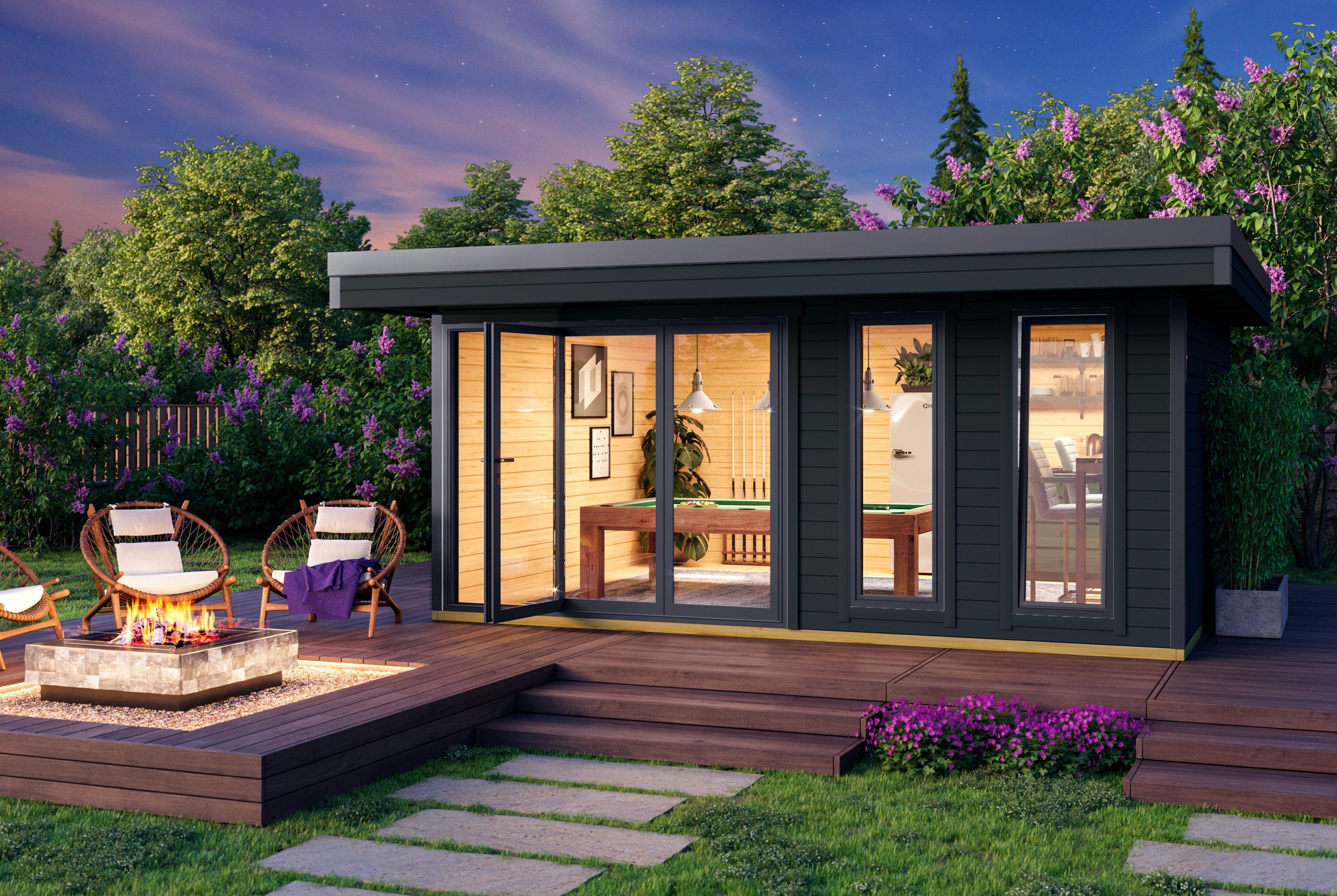 LASITA MAJA Gartenhaus DOMEO 8 CARBONGRAU/ANTHRAZIT, BxT: 560x489,2 cm, (Set), Fundamentmass 5000 x 4000, Carbongrau