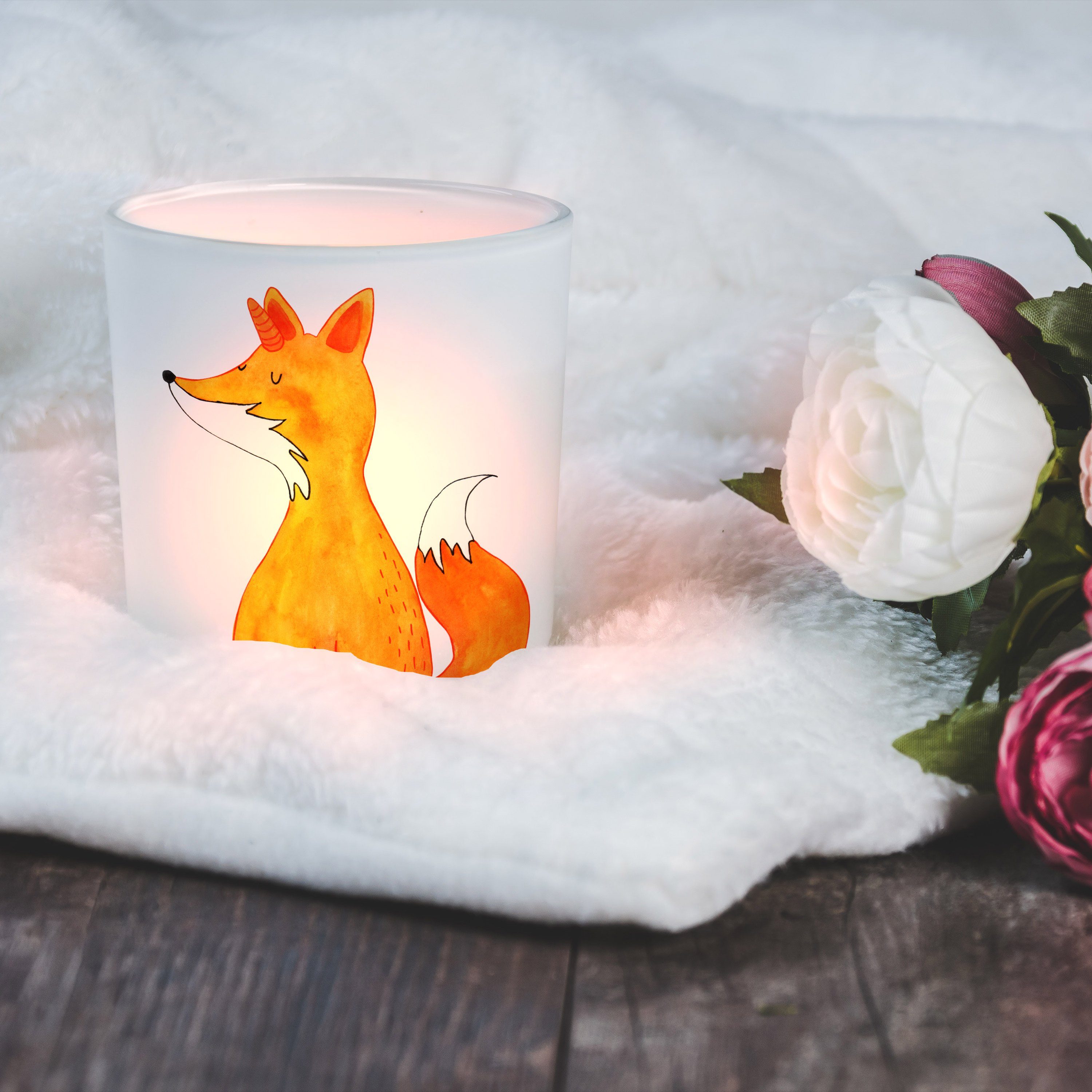 Mr. & Mrs. Panda - Transparent (1 Windlicht - Kerze Windlicht Geschenk, Fuchshörnchen St) Kerze, Wunsch