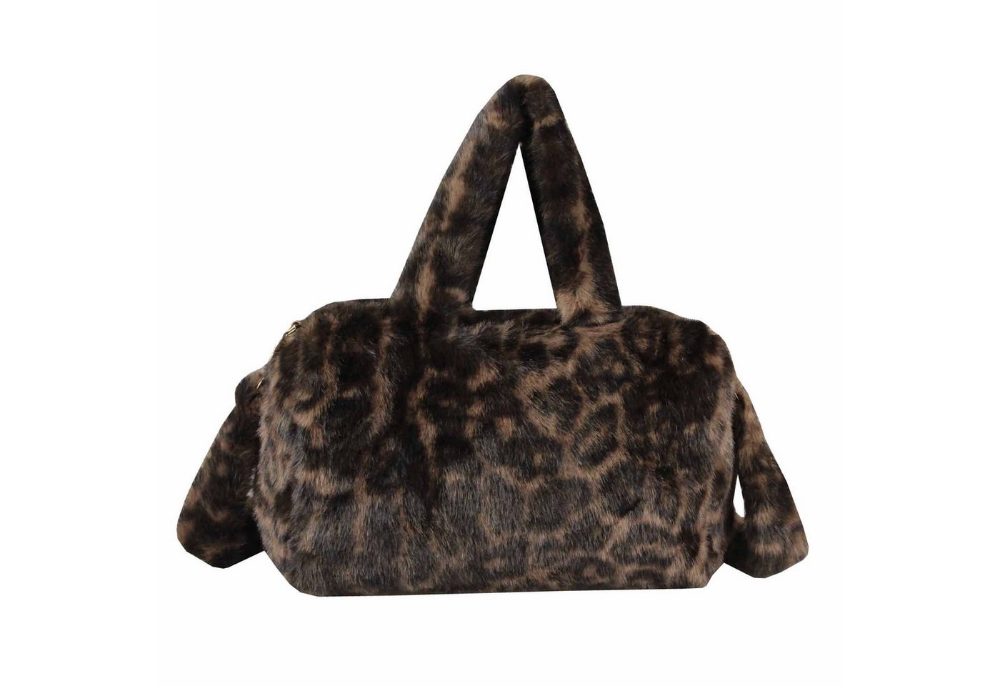 ITALYSHOP24 Schultertasche Damen Leo Tasche Handtasche PELZTASCHE Shopper Tote Bag Leopard Print, Felltasche Crossbody Umhängetasche Teddytasche Plüsch Kunstpelz