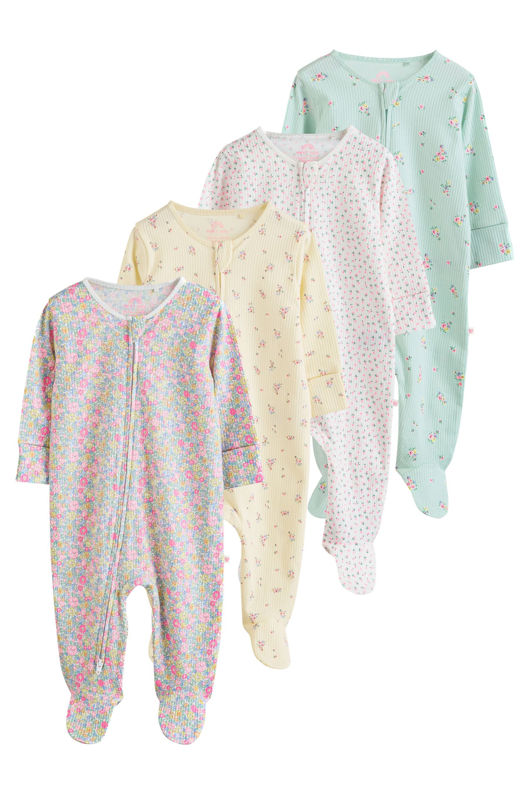 Schlafoverall Babyschlafanzüge mit Zweiwege-RV, 4er-Pack