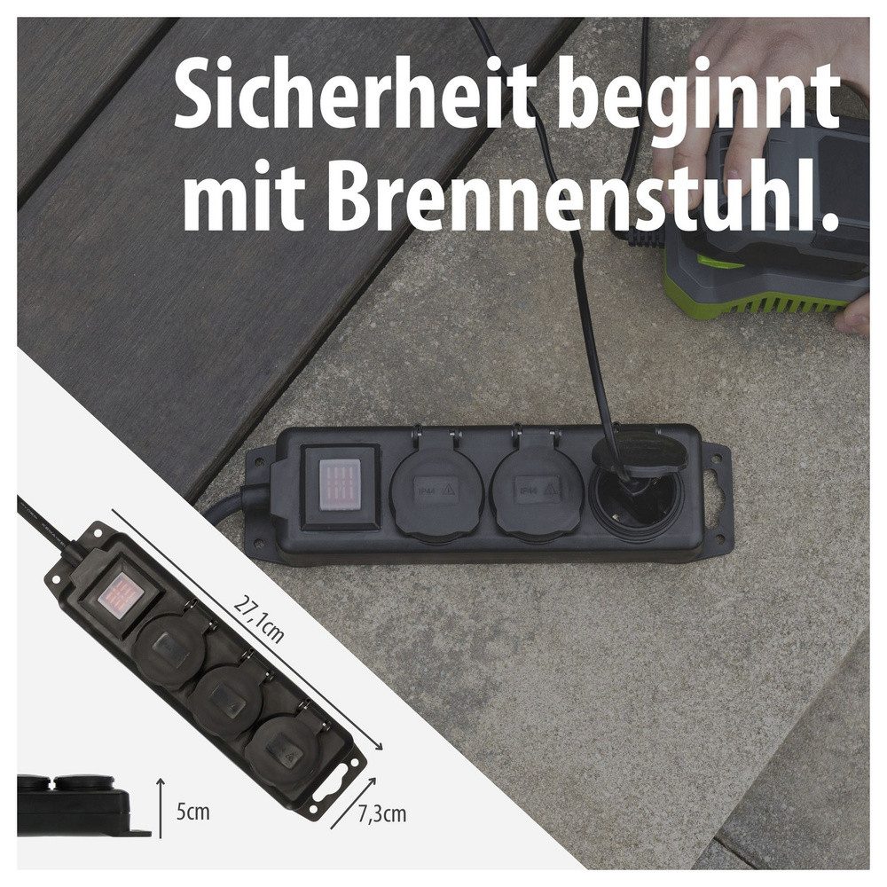 Brennenstuhl Gartensteckdose Brennenstuhl 1159950013 Outdoor Steckdosenleiste mit Schalter Schwar, 1159950013 – Bild 4 von 5