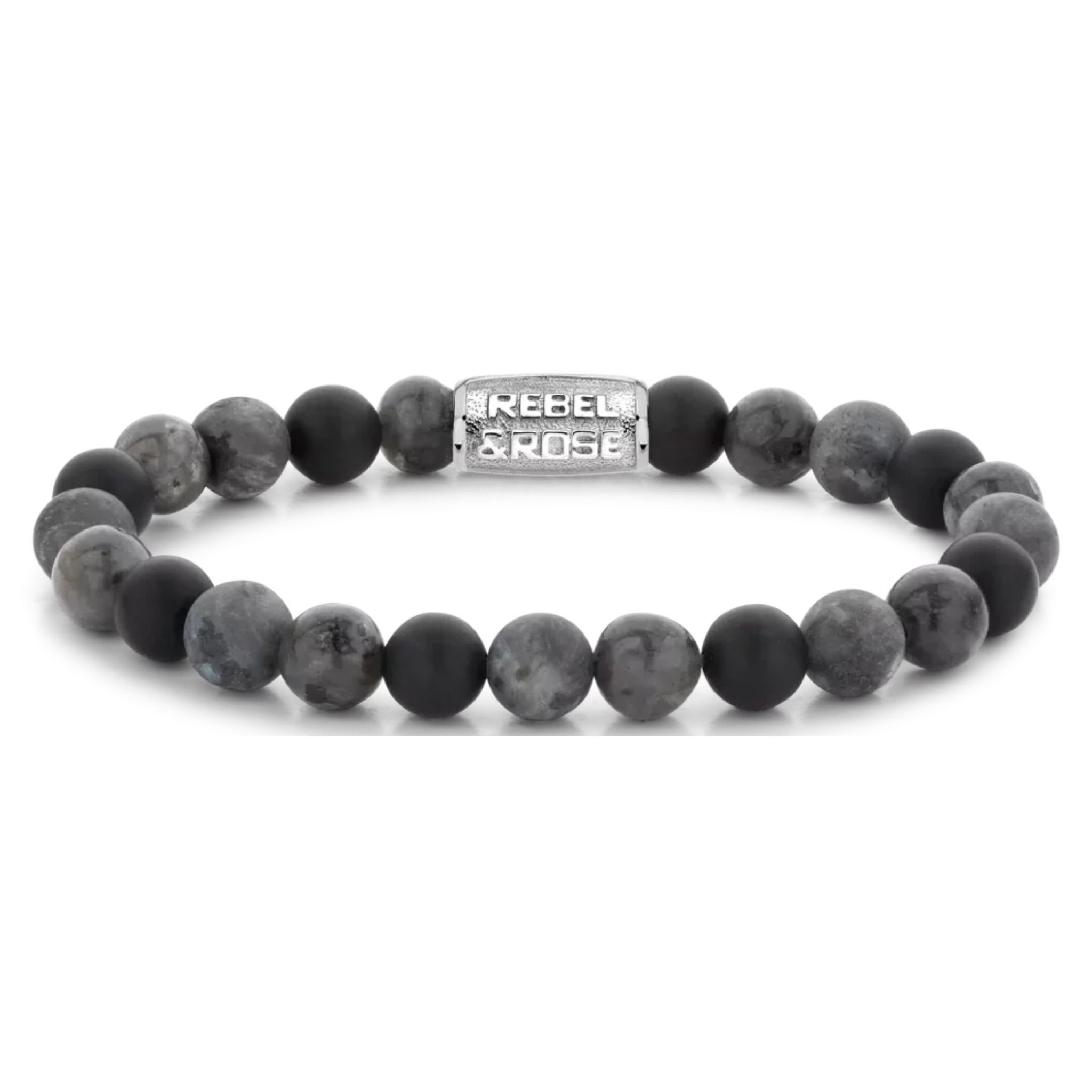 Rebel & Rose Armband Armband aus 8mm großen Howlith-Steinen mit Edelstahlverschluss