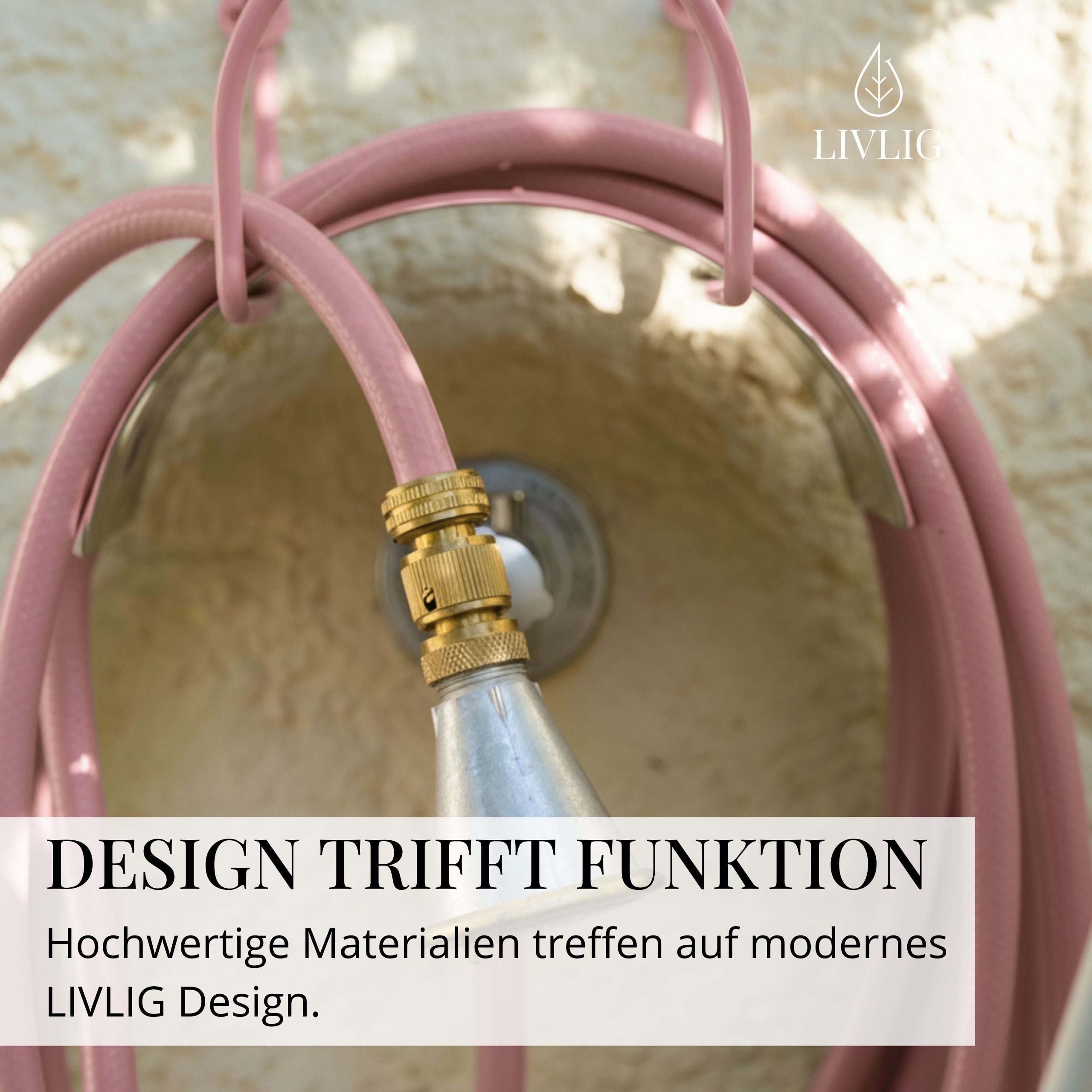 LIVLIG Wandschlauchhalter Halterung, Wandschlauchhalter bis zu 30 Meter Schlauch, aus pulverbeschichtetem Stahl